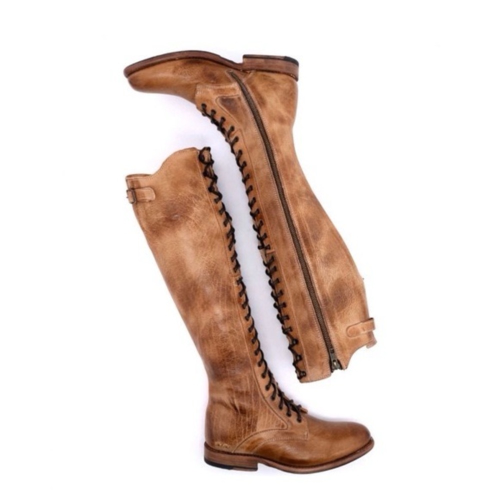Bed Stu Ella Lace-Up Boots 8.5 Rusty Tan